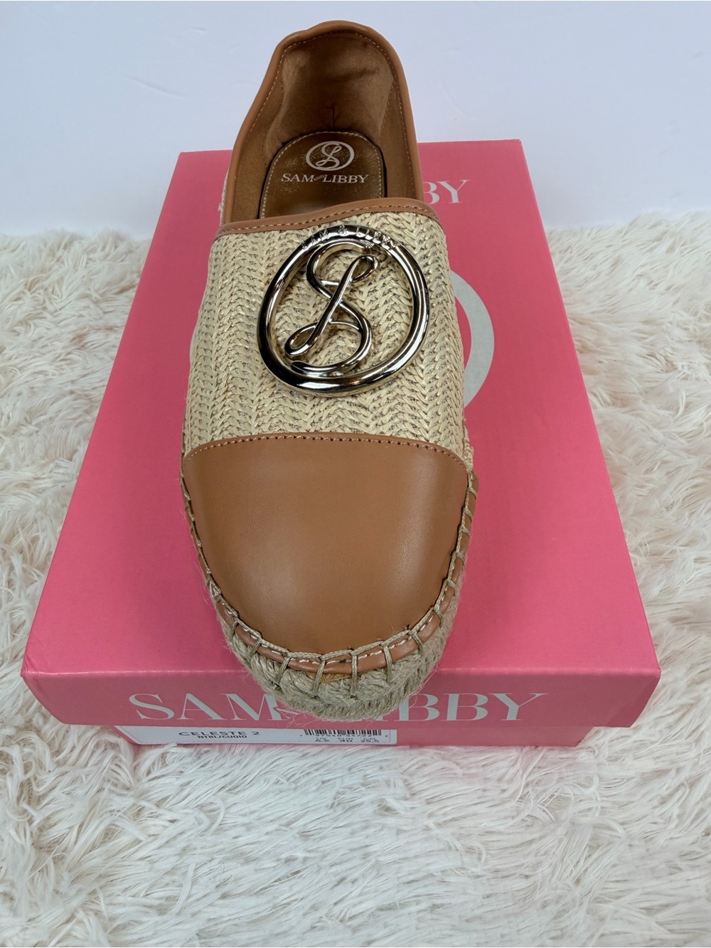 Sam & Libby Celeste 2 Espadrille Flats Raffia Tan Slip On 9 NEW Summer Coastal - Picture 2 of 14